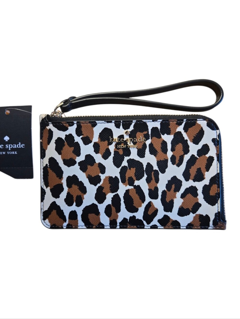 Kate Spade Lucy Leopard Small L-Zip Wristlet